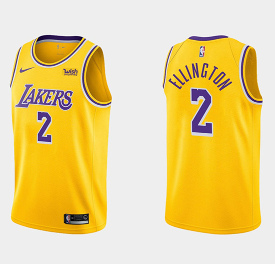 Men's Yellow Los Angeles Lakers #2 Wayne Ellington Stitched Basketball Jersey